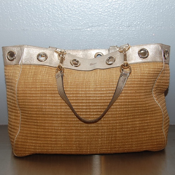 gucci straw tote